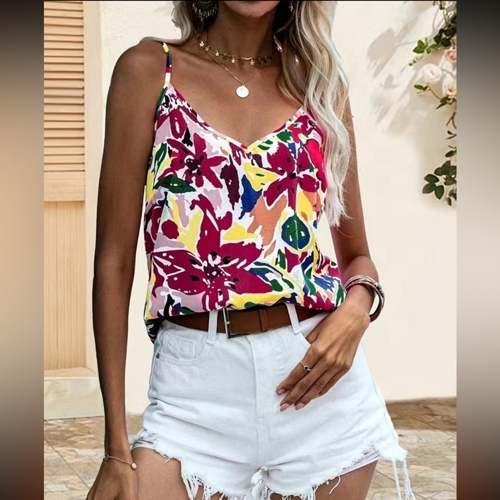 Floral Print Spaghetti Strap Top New - Picture 3 of 3